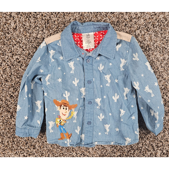 Disney Baby Other - Disney baby Toy Story Woody button-down shirt Denim Sz 18-24M